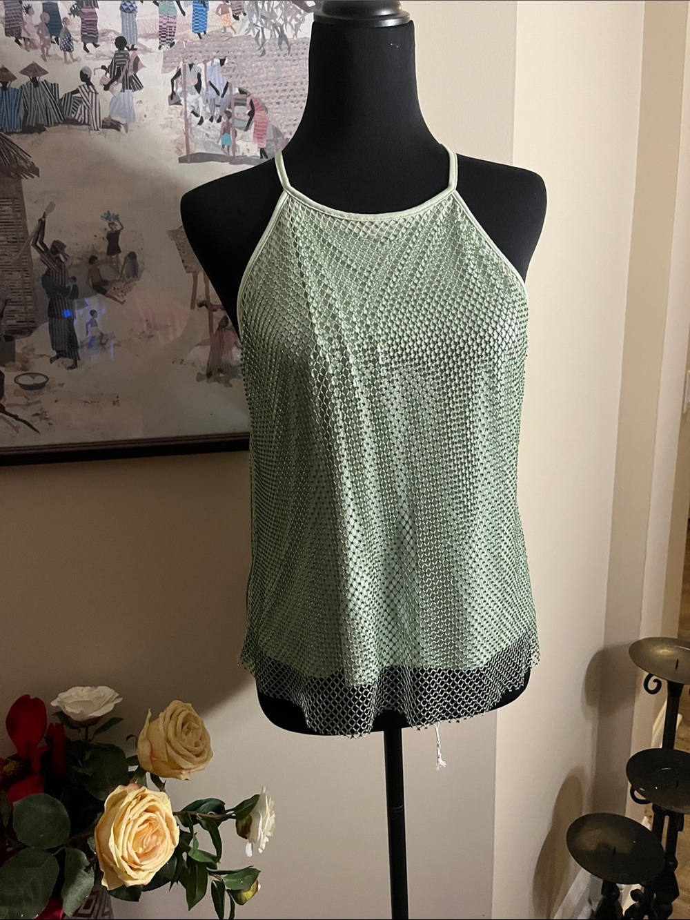 Wayf Mint Green Halter Knit Tank